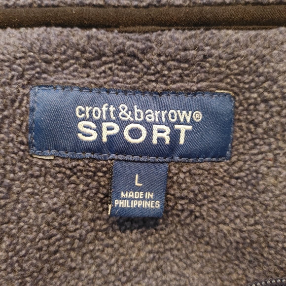 CROFT & BARROW SPORT FLEECE FUZZY HALF ZIP PULLOVER, BLUE L - Picture 5 of 7